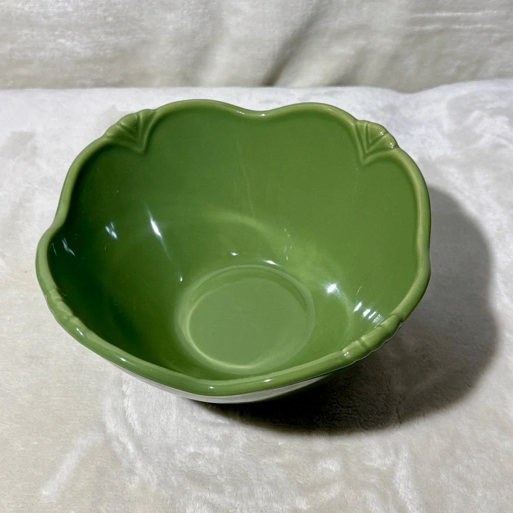 Princess House Pavillion Nesting Bowl Set of 3 Green Orange Yellow Scalloped Rim